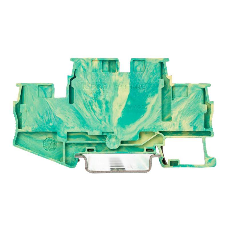 Клемма заземления двухуровневая зажим push-in 4 точки подключения 4кв.мм DKC VPRTT-4-PE-YG