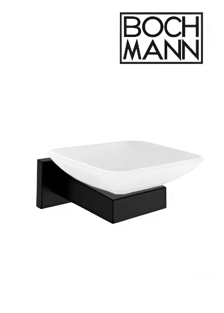 Мыльница CR-F25-H04MB стеклянная с держателем из нержавеющей стали BOCH MANN, цвет черный