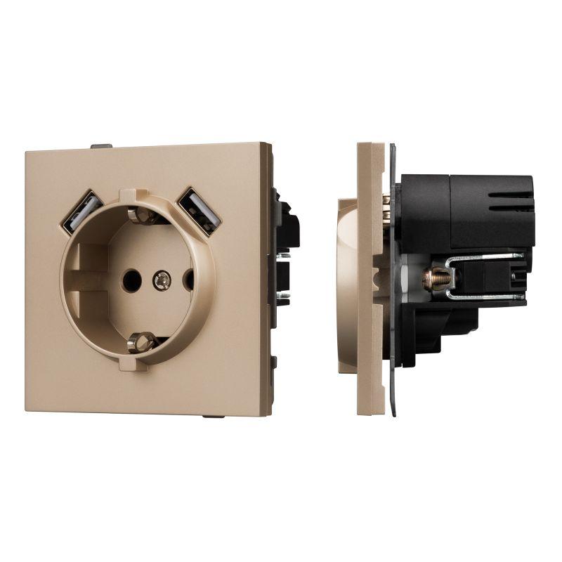 Механизм розетки с USB зарядкой SCT-TENDO-MUAA-PL-GD 230В 16А Arlight 054085