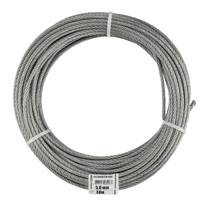 Трос для растяжки 5.0мм DIN 3055 сталь (уп.30м) Zitar 127851