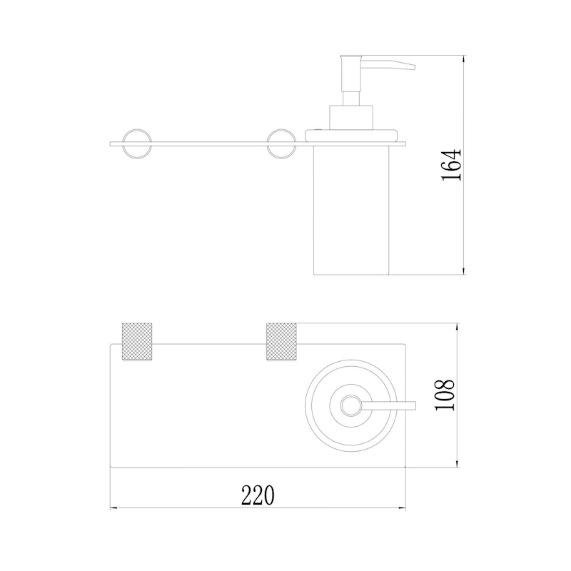 Дозатор для жидкого мыла с полочкой Savol S-002131C, матовое золото