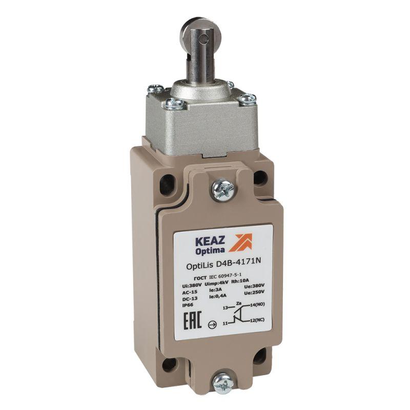 Выключатель концевой OptiLiS D4B-4171N толкатель роликовый метал. EN 50041 XCKJ167H29 КЭАЗ 365333