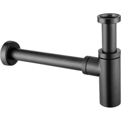 Сифон круглый с подключением 1' 1/4, черный матовый