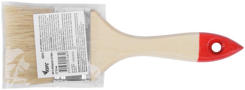 Кисть флейцевая "Оптима" 2.5дюйм (63мм) натур. свет. щетина деревянная ручка КУРС 00816