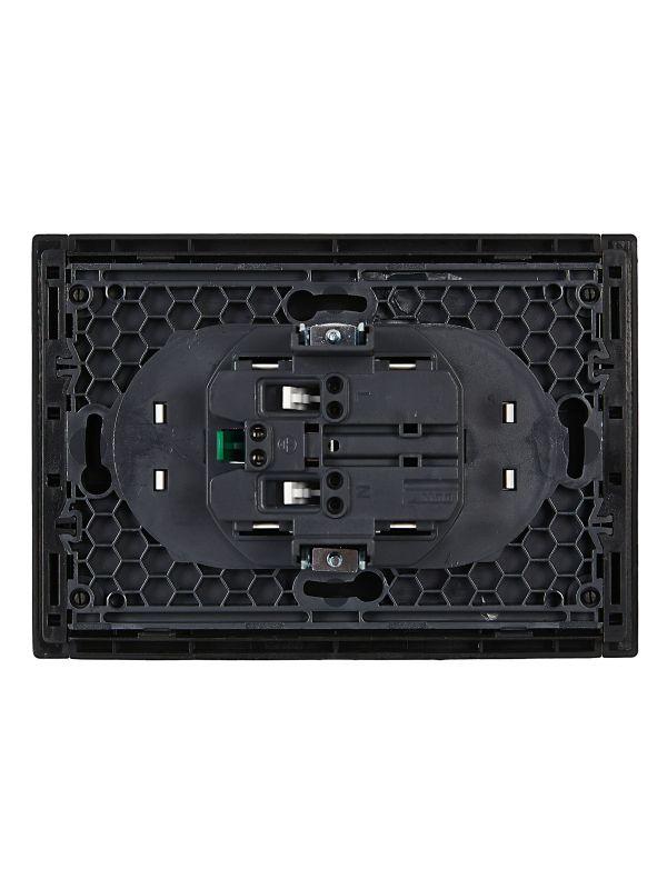 Розетка 2-м СП FORTE&PIANO FP123 16А с заземл. защ. шторки безвинт. крепл. черн. IEK FP-R24-16-1-K02