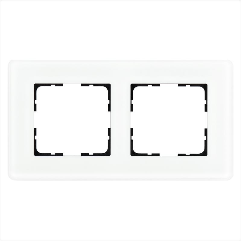 Рамка 2-м G-Glass закругленная стекло матов. бел. Jasmart G1002GW-RM