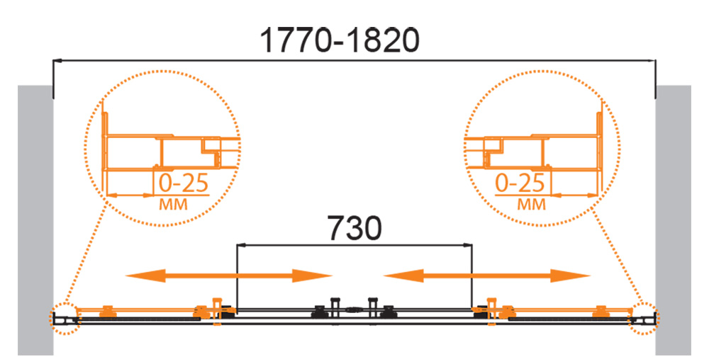 Душевая дверь CEZARES MOLVENO-BF-2-180-C-Cr-IV