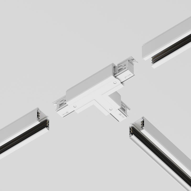 Коннектор Т-образный прав. Trinity бел. Voltega TRA-VGL005CT-31W-R