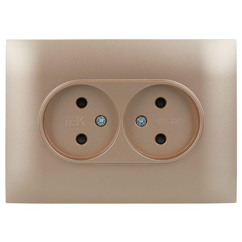 Розетка 2-м SKANDY 10А без заземл. защ. шторки в сборе SK-R09Sa песочн. IEK SK-R23-10-K98-F