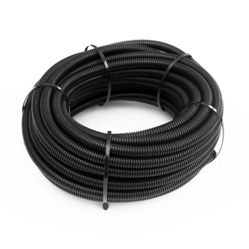 Труба гофрированная ПА dвн 9.8мм dнар 13.2мм негорючая (HF) стойкая к УФ разрезная черн. (уп.25м) Промрукав PR02.0327