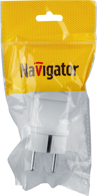 Вилка прямая 61 359 NCA-PL02-16A-E-WH с заземл. бел. Navigator 61359
