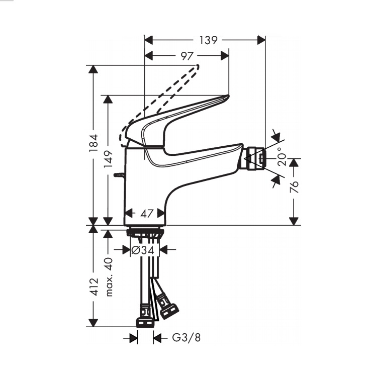 Смеситель Hansgrohe Novus 71142000 для биде