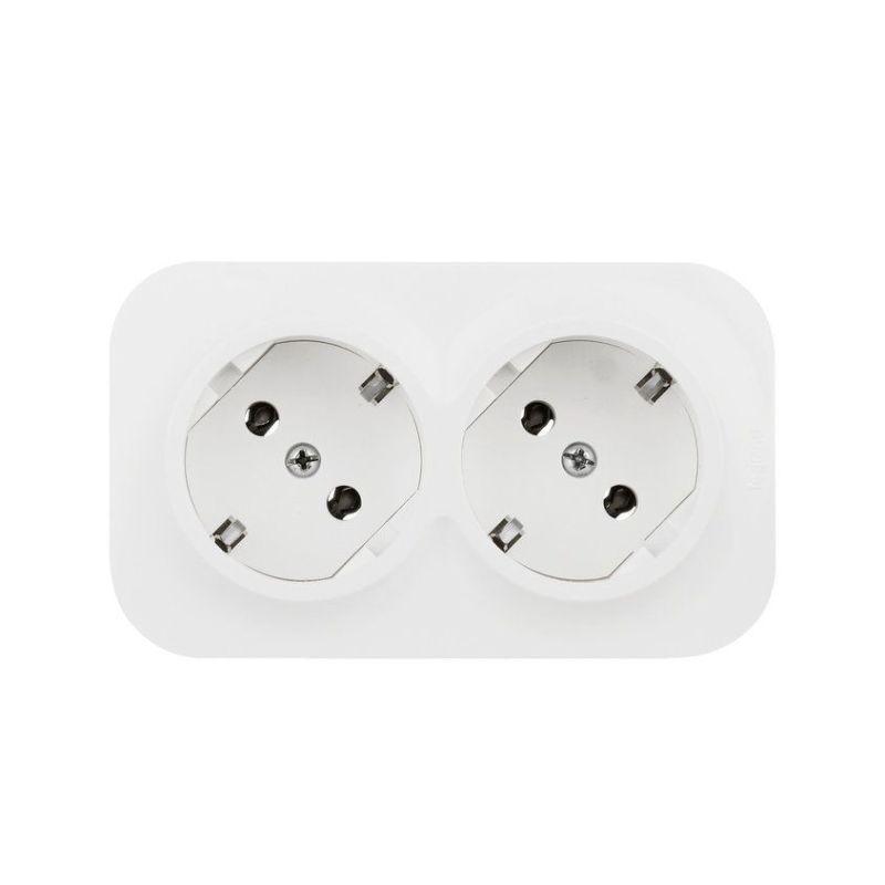 Розетка 2-м ОП Quteo 16А IP20 250В 2х2P+E с заземл. без защ. шторок бел. IEK 782233