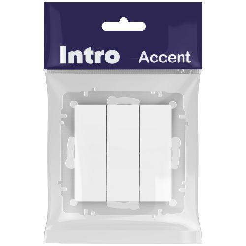 Выключатель 3-кл. СП Accent 6-106-01М 10А IP20 250В AL/CU бел. матов. Intro Б0063532