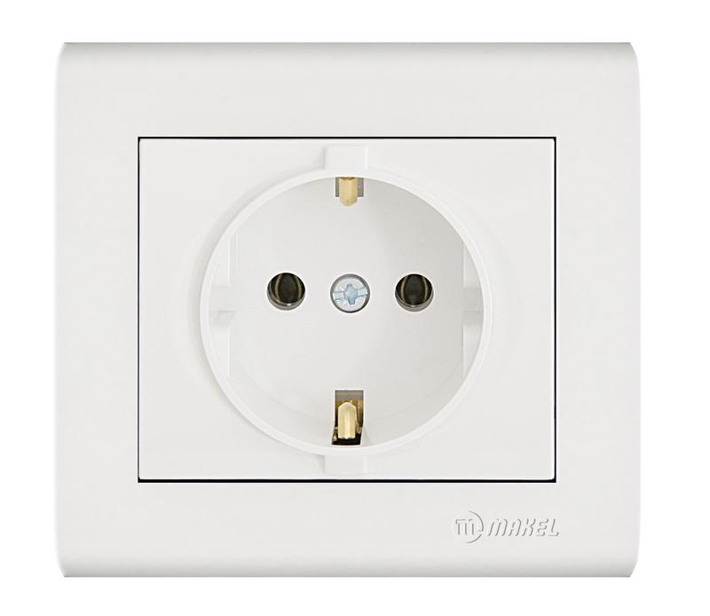 Розетка Manolya с заземл. бел. Makel 41001028