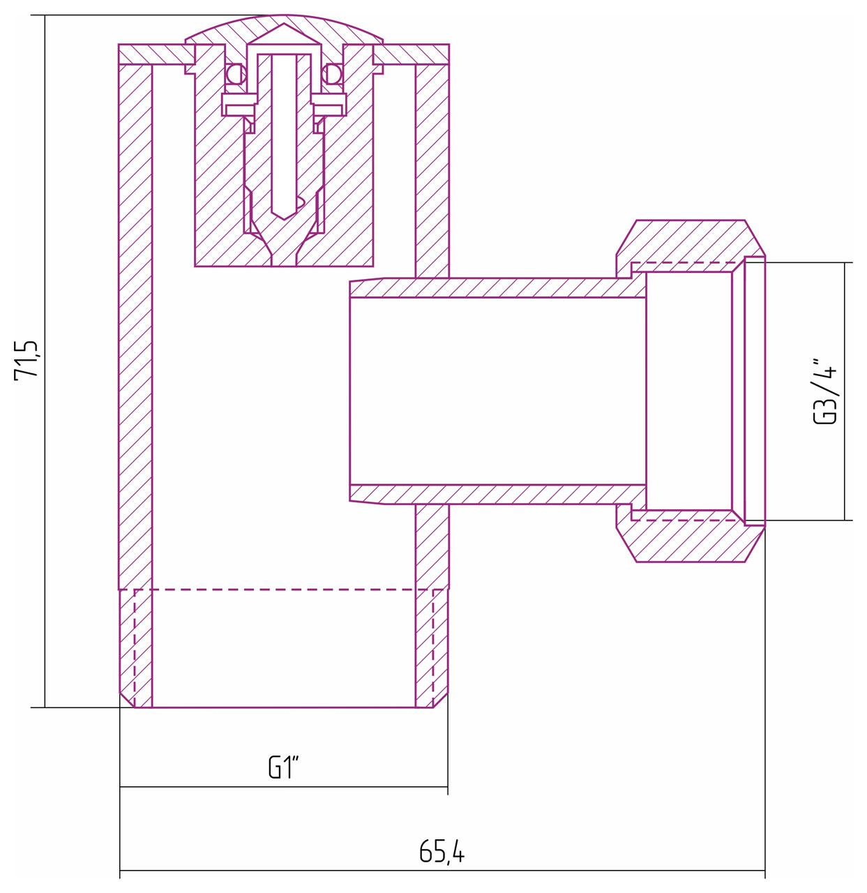 Уголок со спускным клапаном н/ж "СУНЕРЖА" G 1" нар.р. / G 3/4" н. г. (Сатин) 071-1511-0134