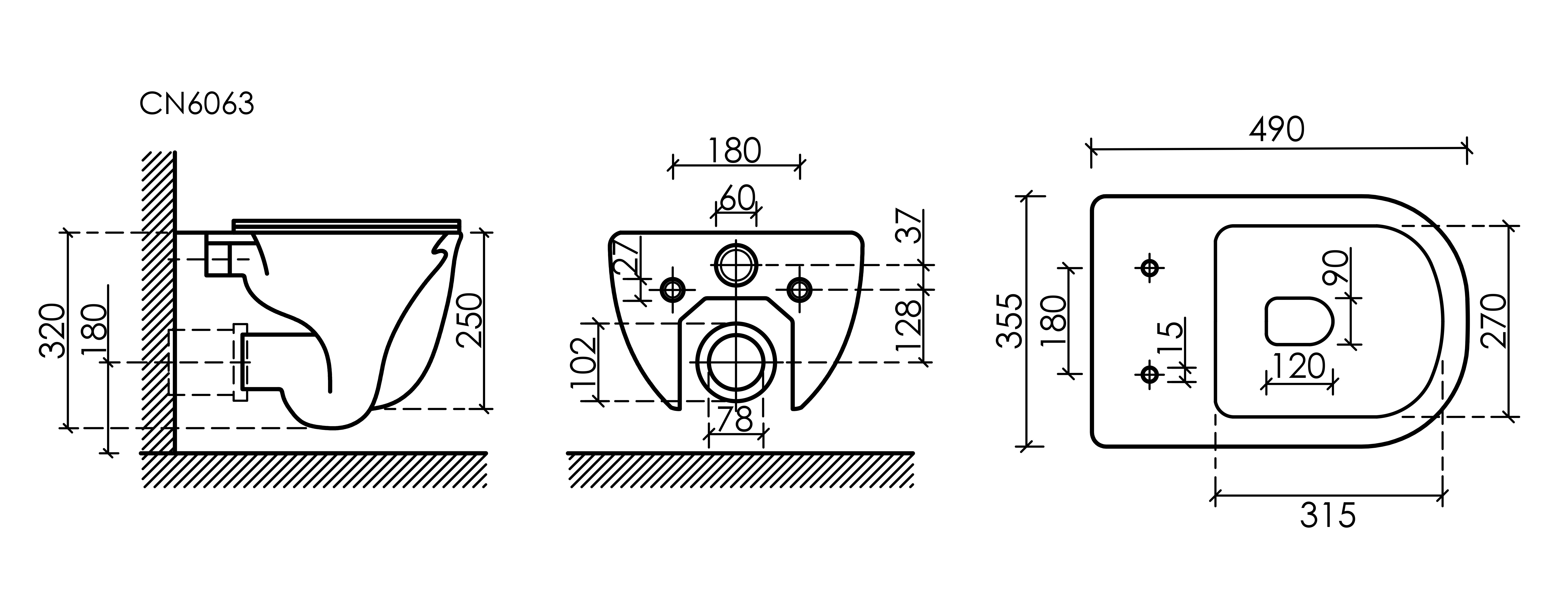 Подвесной унитаз Modena Rimless, CN6063MW