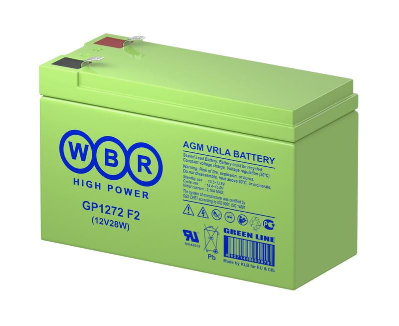 Аккумулятор 12В 7.2А.ч WBRGP1272 F2 (12V28W) WBR