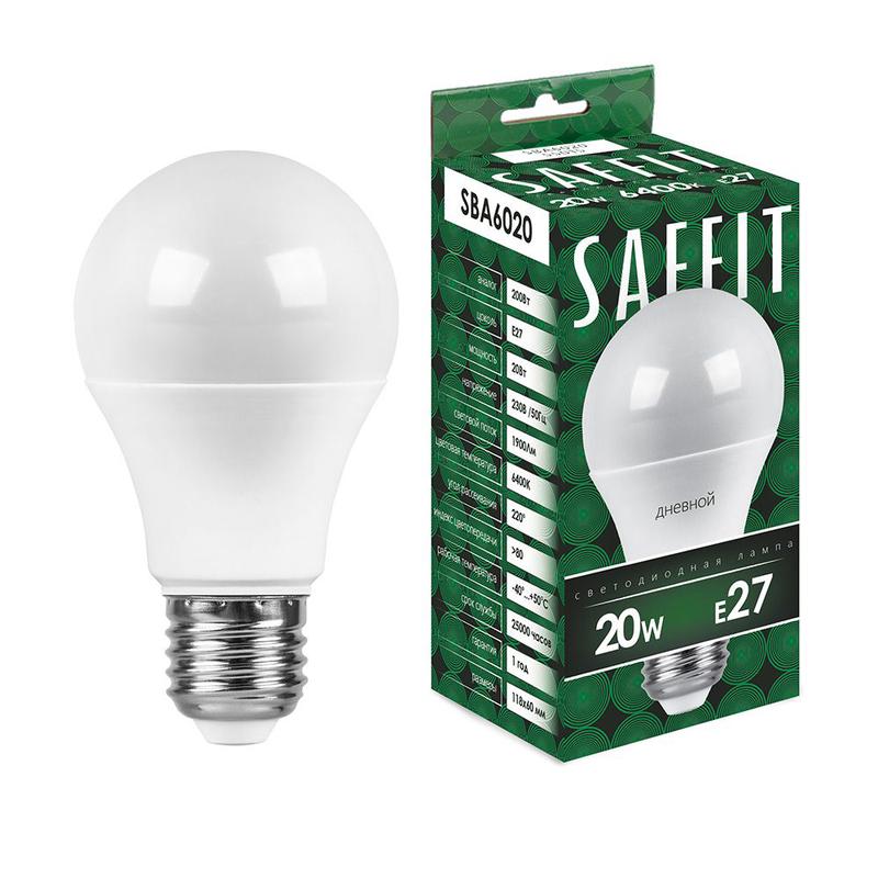 Лампа светодиодная 20Вт 230В E27 6400К A60 SBA6020 SAFFIT 55015
