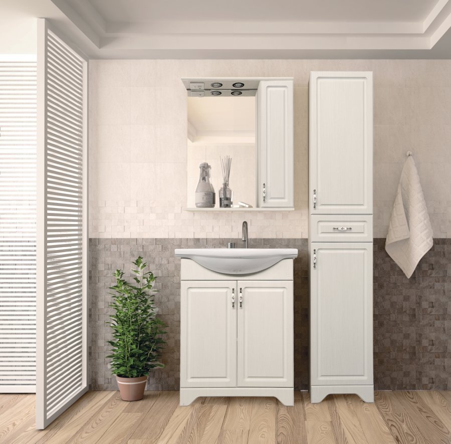 Тумба "Олеандр-2 55" под умывальник Антик 55, Люкс рельеф пастель