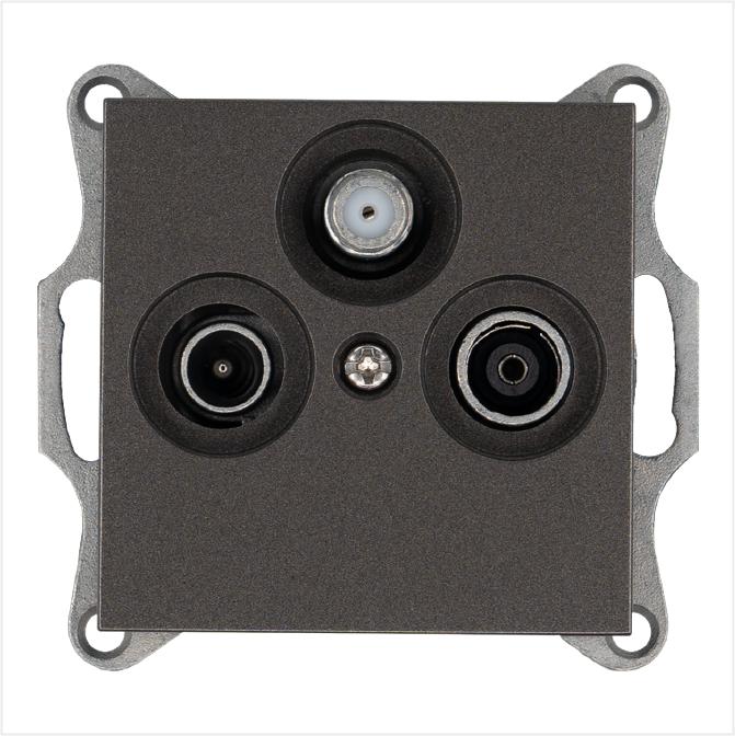 Розетка телевизионная оконечная TV + FM + SAT 3-м Ф9.5мм механизм мокко Jasmart G6206Z