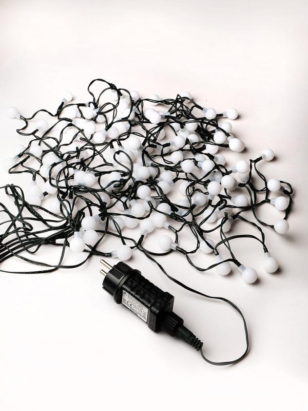 Гирлянда светодиодная "Шарики" 100LED син. 2.4см наружняя соединяемая до 3мод. SHLights 4690601004321