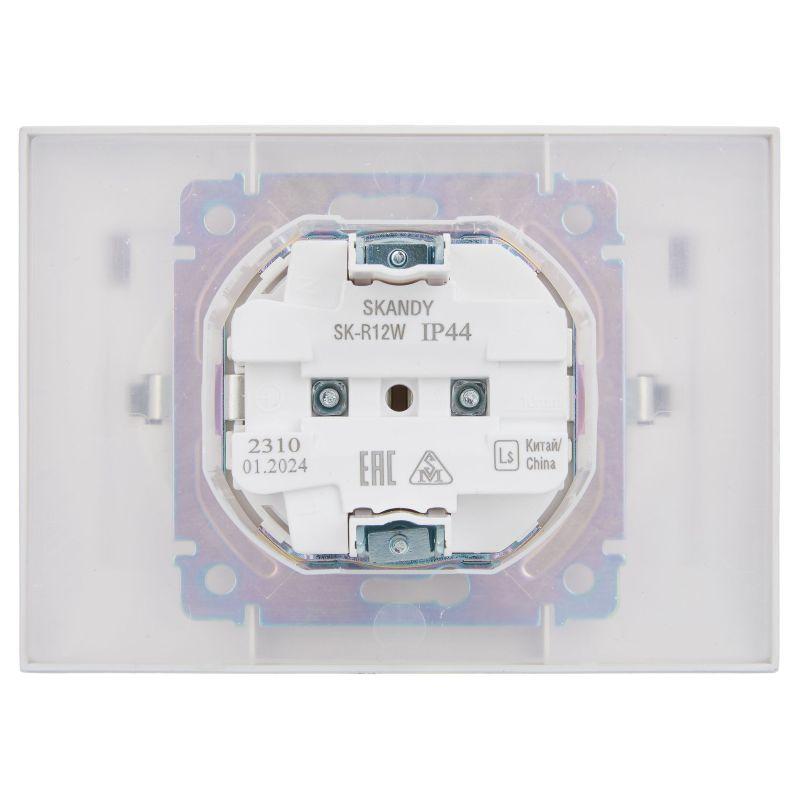Розетка 2-м SKANDY 16А IP44 с крышкой в сборе SK-R12W арктич. бел. IEK SK-R26-16-44-K01-F