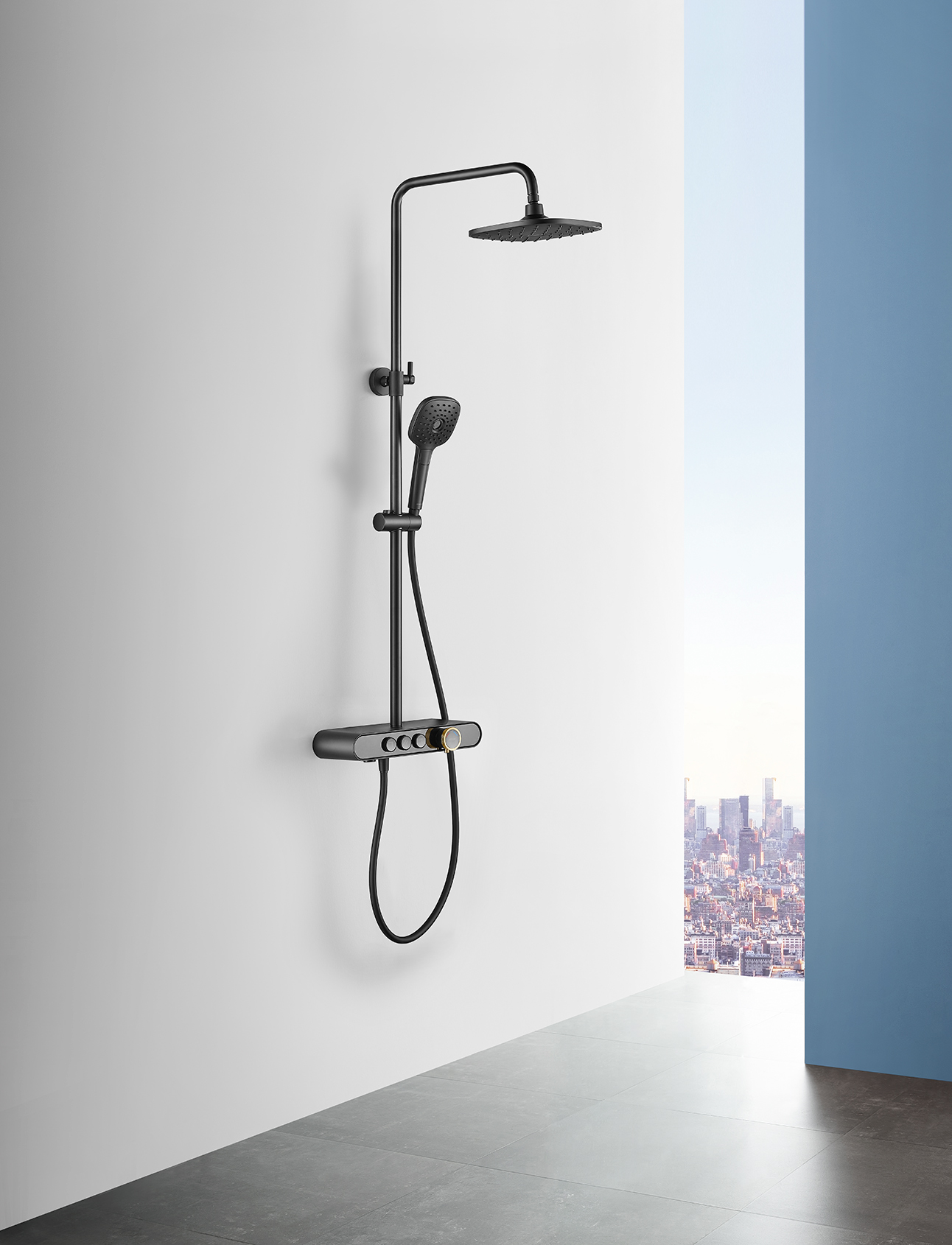 Душевая стойка ARROW AG3323SHMB с термостатом, черный матовый