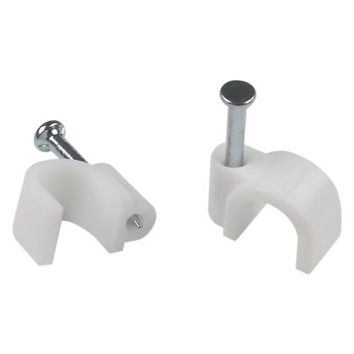 Скоба крепежная круглая 6мм пластик. бел. (уп.50шт) Эра Б0066623