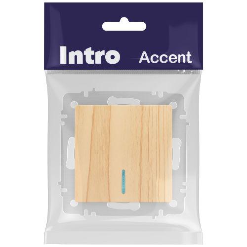 Выключатель 1-кл. СП Accent 6-102-11 10А IP20 250В с подсветкой AL/CU сосна Intro Б0063439