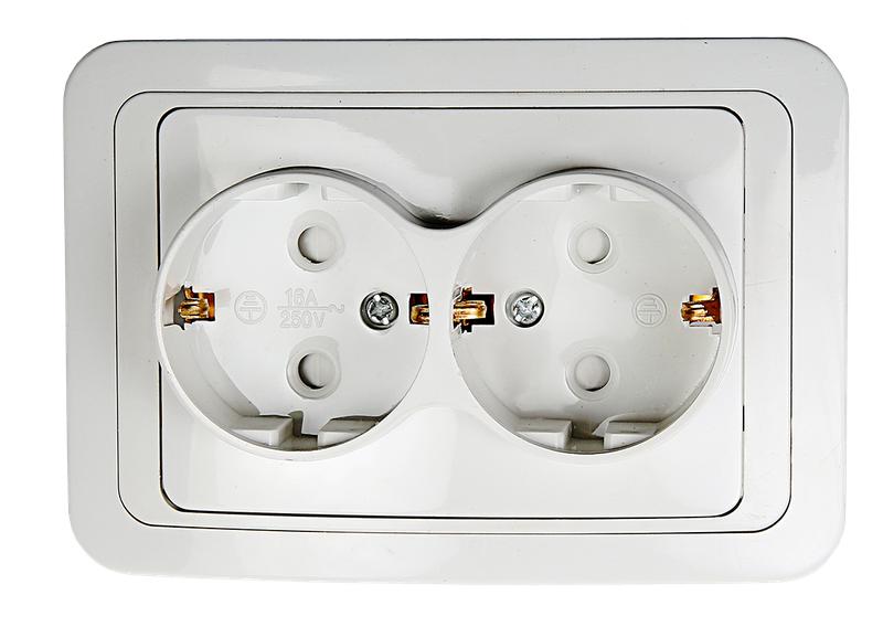 Розетка 2-м CLASSICO защ. шторки с заземл. 2128x бел. ASD / IN HOME 4690612000985