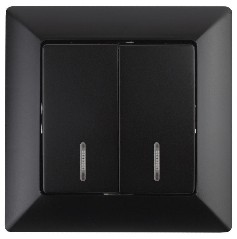 Выключатель 2-кл. СП Solo 4-105-05 10А 250В IP20 с подсветкой Solo антрацит Intro Б0053597