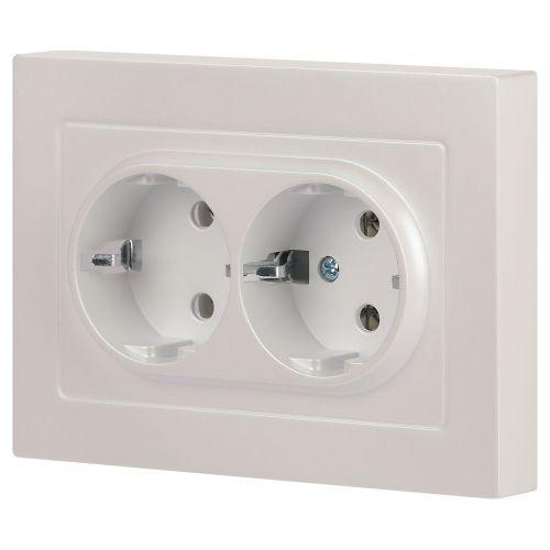 Розетка 2-м СП Accent 6-205-06 16А IP20 250В 2P+E Schuko AL/CU перламутр. Intro Б0063495