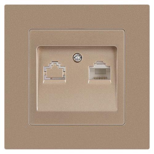 Розетка компьютерная 1-м СП Accent 6-303-04 RJ45 IP20 шампань Intro Б0063632