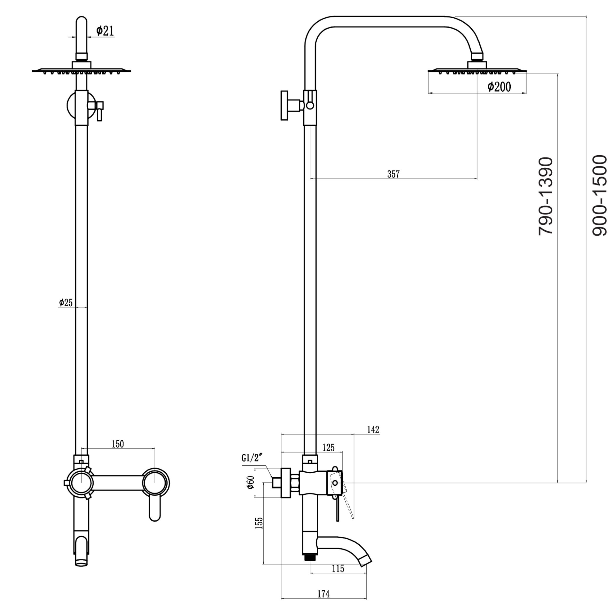 Душевая система Fmark FS8345, сатин
