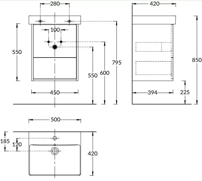 Тумба PRO подвесная 2 ящика 50, белая матовая