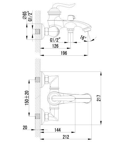 Смеситель для ванны Lemark Brava (LM4712G)