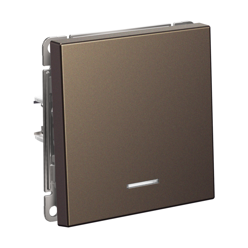 Выключатель кнопочный 1-кл. ArtGallery 10А с подсветкой механизм мокко SE GAL000616