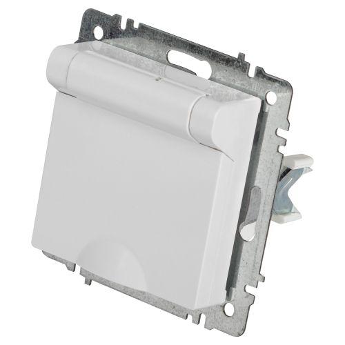 Розетка 1-м СП Accent 6-203-01 16А IP20 250В 2P+E Schuko с крышкой AL/CU бел. Intro Б0063709