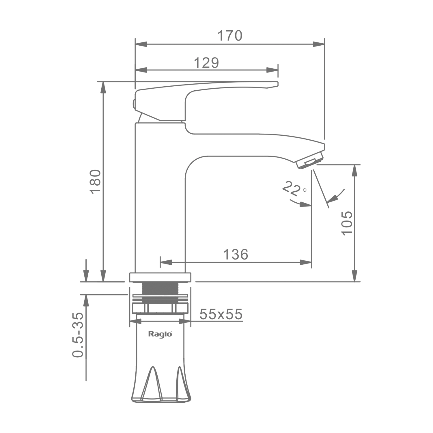 Смеситель для раковины Raglo R01.10, хром