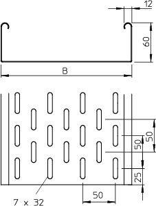 Лоток листовой перфорированный 100х60 L3000 сталь 1.5мм SKS 610 FS OBO 6056105