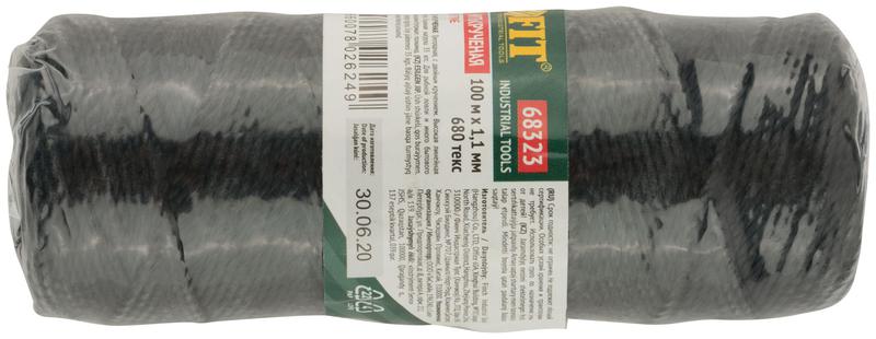 Нить крученая на катушке 1.1ммх100м 680 текс р/н=35кгс черн. FIT 68323