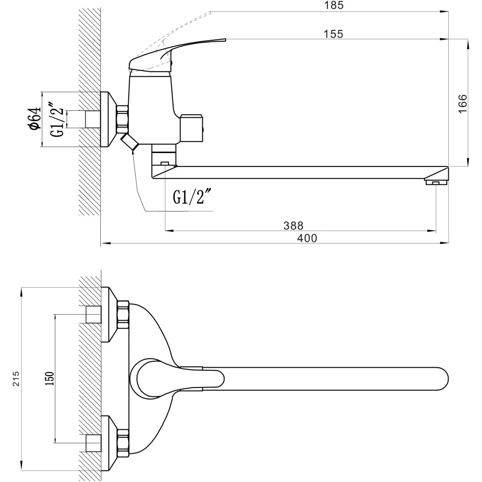 Смеситель для ванны Savol S-T2201, хром