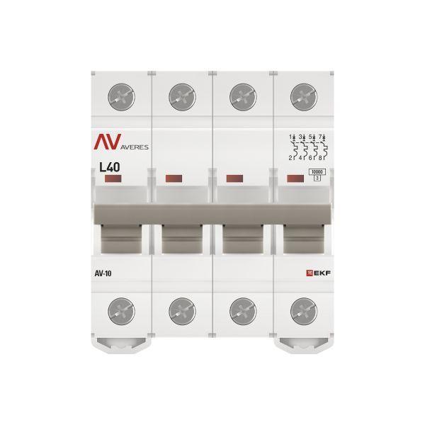Выключатель автоматический модульный 4п L 40А 10кА AV-10 AVERES EKF mcb10-4-40L-av