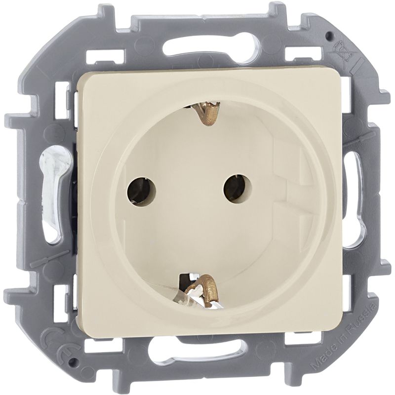 Розетка 1-м СП Inspiria 16А IP20 250В 2P+E защ. шторки немецк. стандарт механизм сл. кость IEK 673731