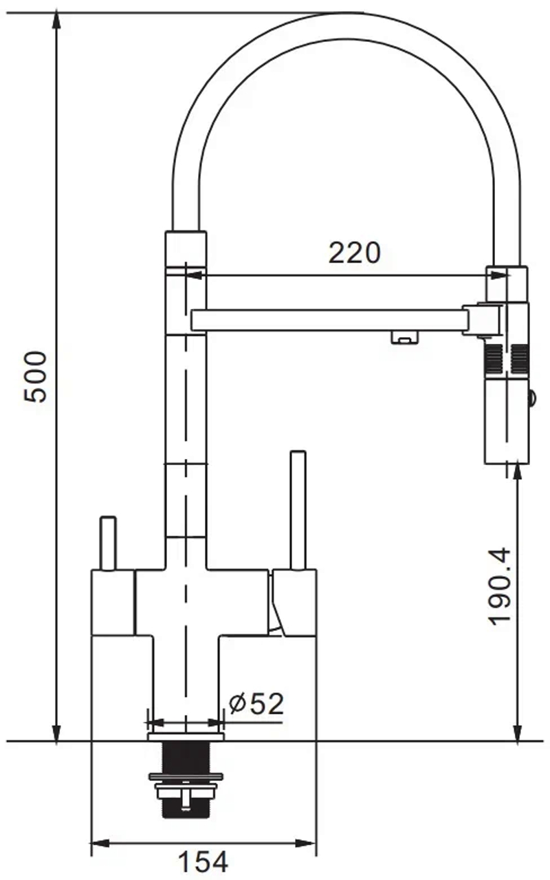 Смеситель для кухни Rose R958H, черный
