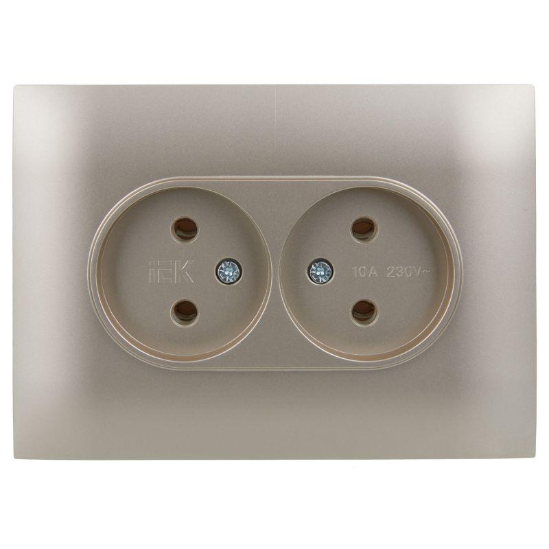 Розетка 2-м SKANDY 10А без заземл. без защ. шторок в сборе SK-R10Sh шампань IEK SK-R20-10-K37-F