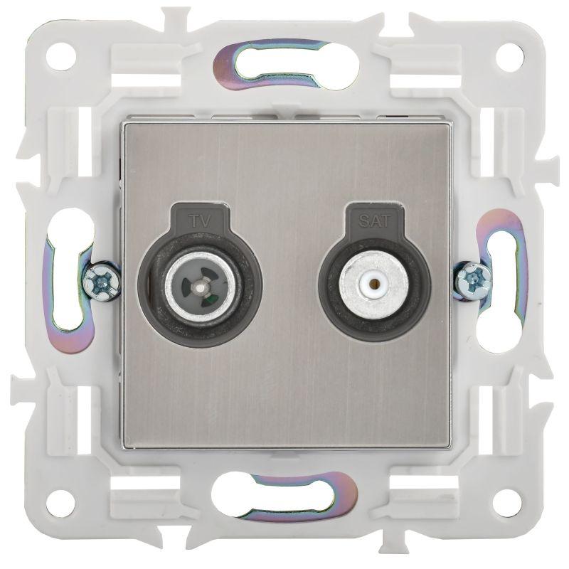 Розетка двойная TV+SAT SKANDY SK-A13N никель IEK SK-AF20-O-K50