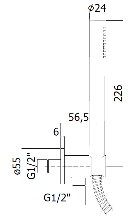Набор руч. Душа+водорозетка с подкл. Воды и креплением из металла, душ металл MASTER, шланг металл 1500мм, Золото медовое, ZDUP094HG