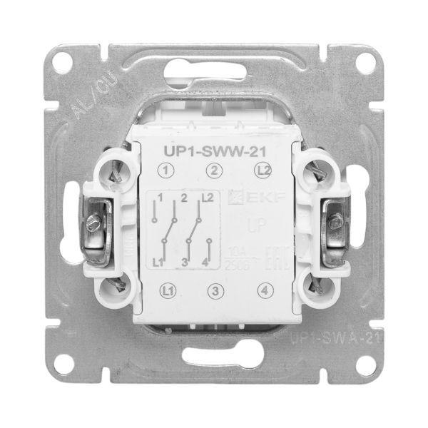Выключатель проходной 2-кл. СП Эпика механизм алюм. EKF UP1-SWA-21